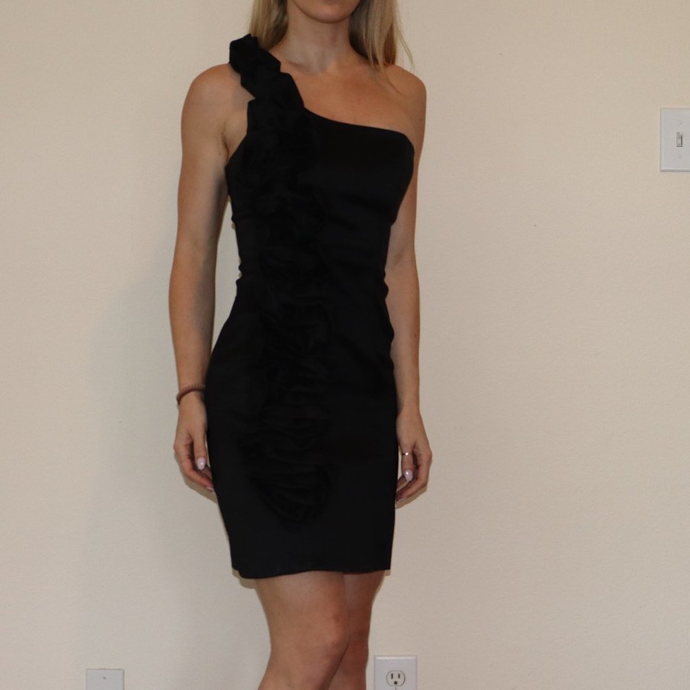 Women's Black One Shoulder Cocktail Dress Sz S